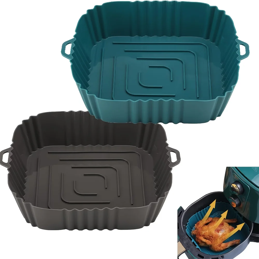 Silicone Air Fryer Liner, Reusable Air Fryer Pot, Silicone Air Fryer Accessories for Home Kitchen, Non-Stick Air Fryer Basket