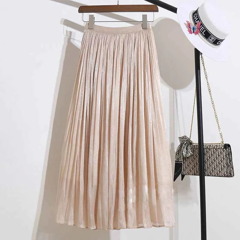 2025 Spring/Summer New Luster  A-line Women Skirt Solid Color High Waist French Paris Style Elegant Asymmetrical Skirt