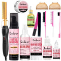 Professional Lace Wig Install Kit with Hot Comb Hair Straightener, Lace Tint Mousse, Strong Hold Wig Glue & Rosemary Oil, Complete Wig Styling Set