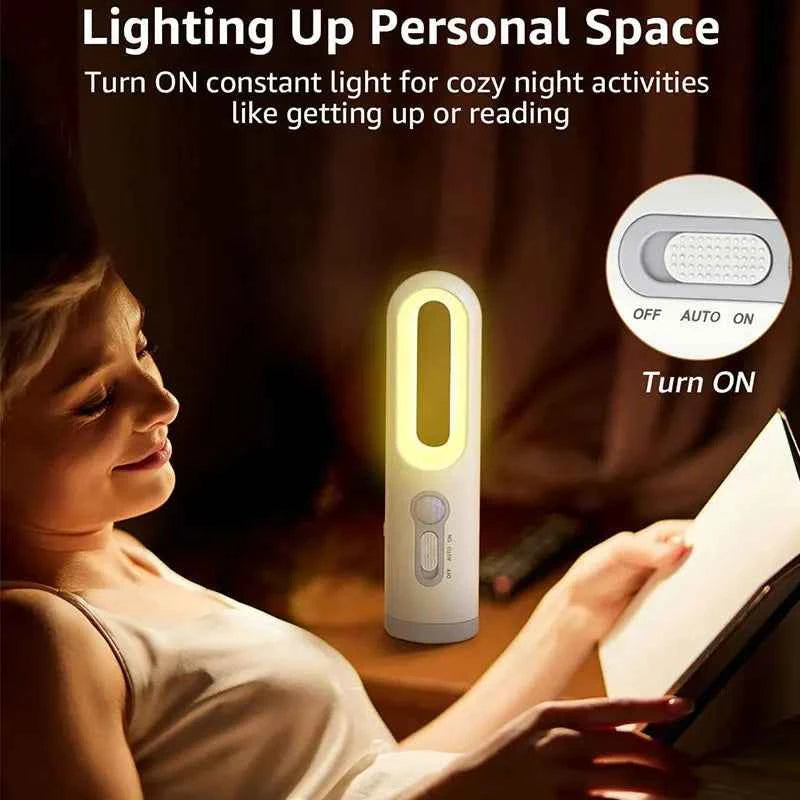 Motion Sensor Night Light Bedroom Bathroom Portable 2 in 1 Flashlight Reading Camping Lighting Baby Feeding Eye Care Bedside Lam