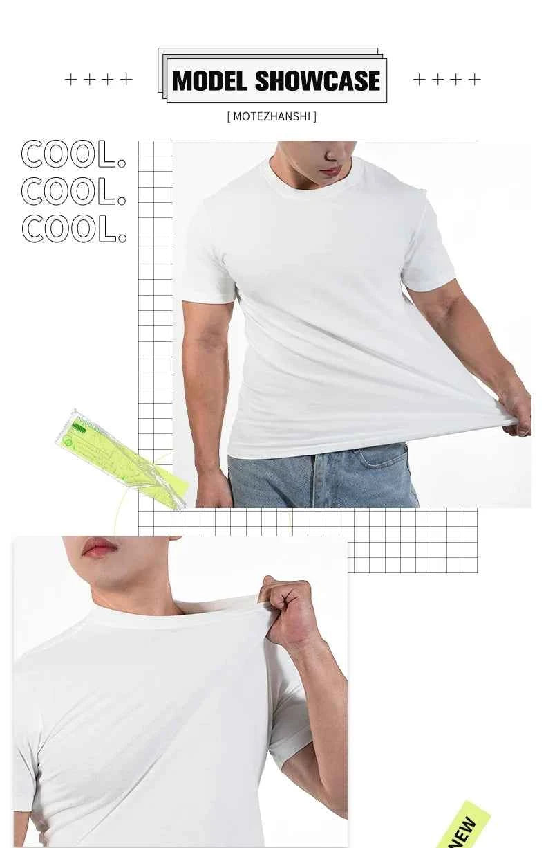 Men O-Neck T-shirt Polyester Thin Solid Color Fitness Muscle Joggers Bodybuilding Short Sleeved Tee Breathable Quick Dry tops