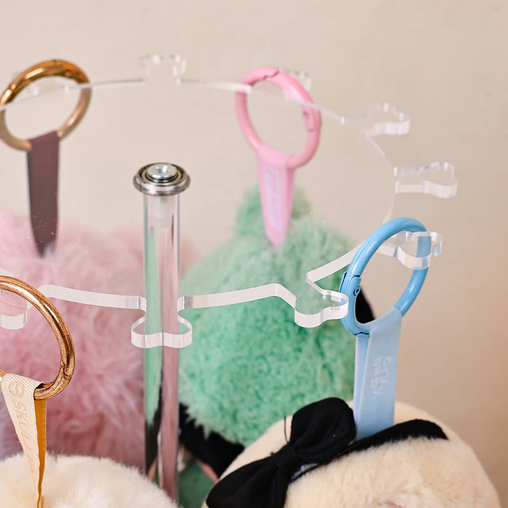 1pc transparent acrylic for Labubu display stand  360 ° rotating plush toy pendant blind keychain organizer jewelry organizer