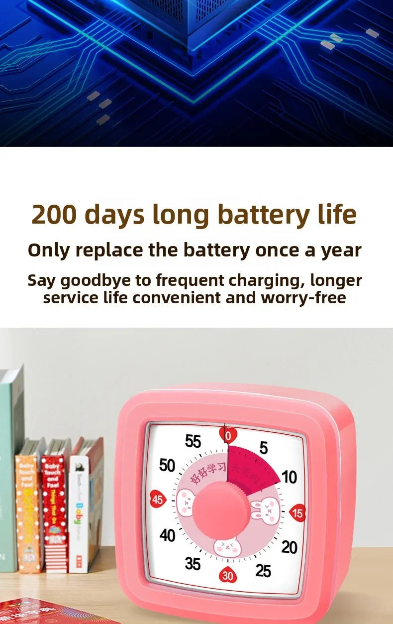 Kids Children Reminder Time Management Tool Visual Timer Night Light Ultra Silent Alarm Clock 60 Minutes Countdown Timer Digital