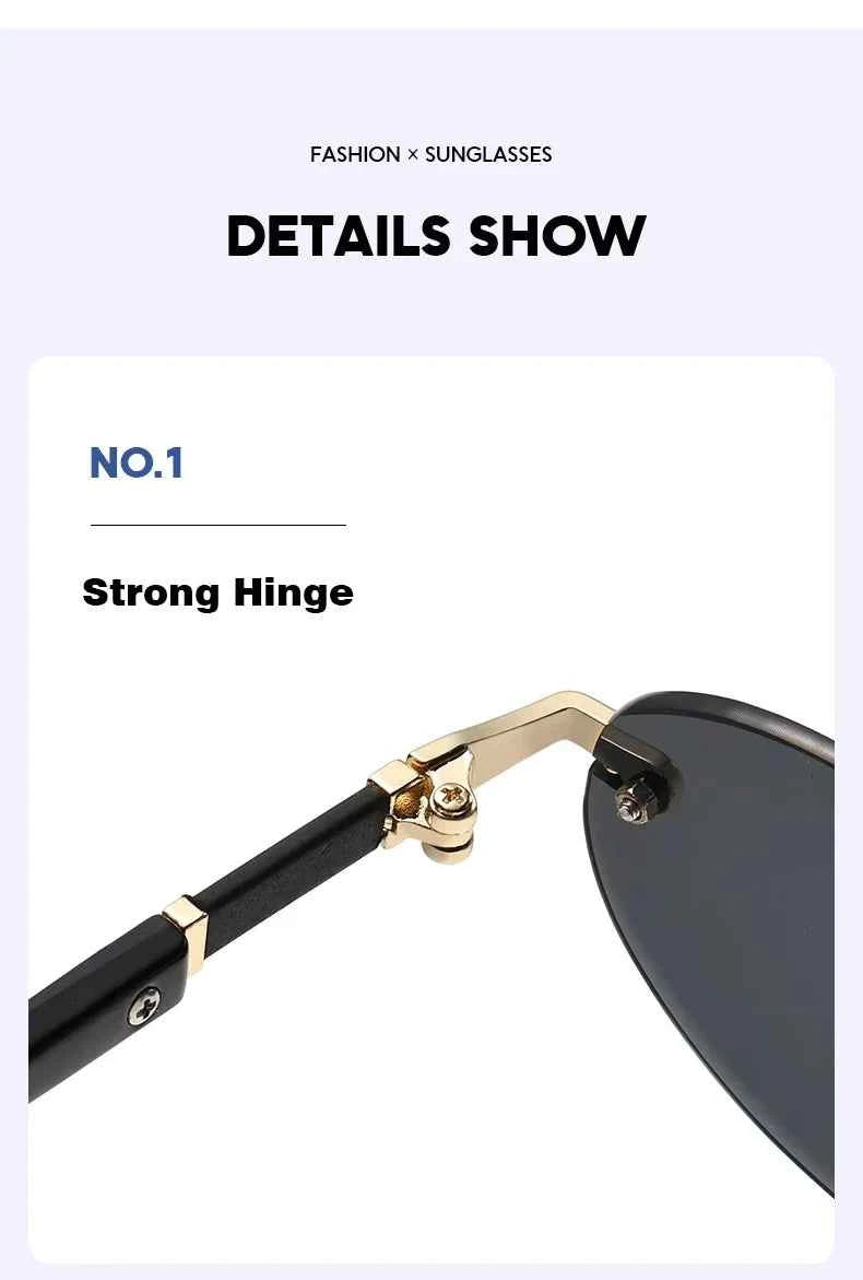 Popular Women Men Shades Oval Sun Glasses for Female Male Summer Traveling UV400 Rimless Sunglasses Round Fashion Gafas De Sol