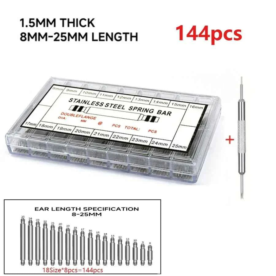 270pcs/set Strainless Steel Spring Bars Dia 1.5mm length8mm - 25mm/ Watchband Strap Belt Watch Repair Tools Pin