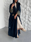 Middle Eastern Muslim Women Abayas +Hajib 2pcs Islamic Kaftans Casual Maxi Dresses Arabian Jilbabs Full Sleeve Open Front Abaya