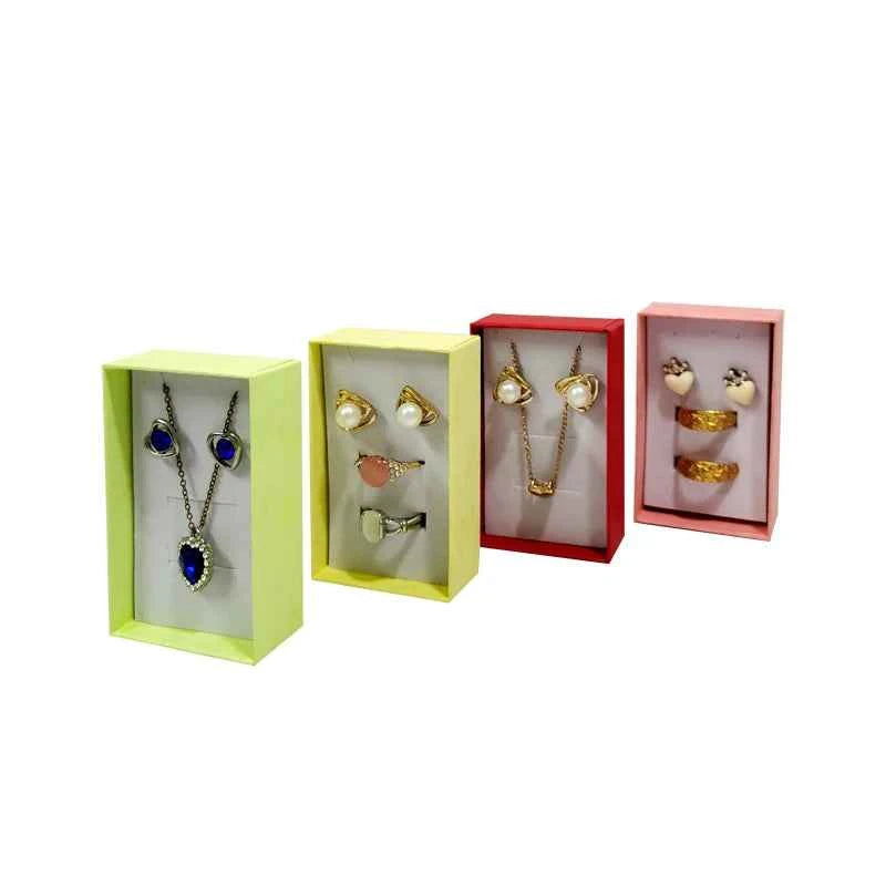 12pcs/lot Assorted Colors Ring Necklace Set Box Trinket Box Necklace Case Earrings Holder 5*8 Packaging Gift Box