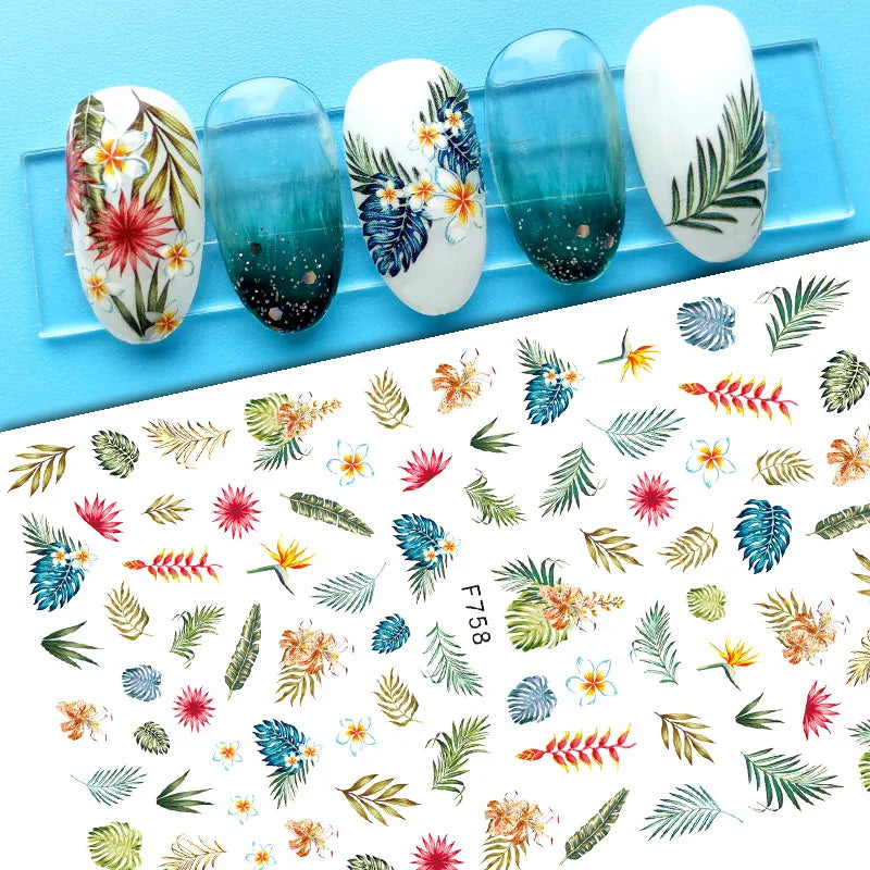 3D Dandelion Peach Blossom Maple Leaf Nail Sticker Nail Art Decoration Color Flower Nail Decal Nail Art Supplies Nail Parts