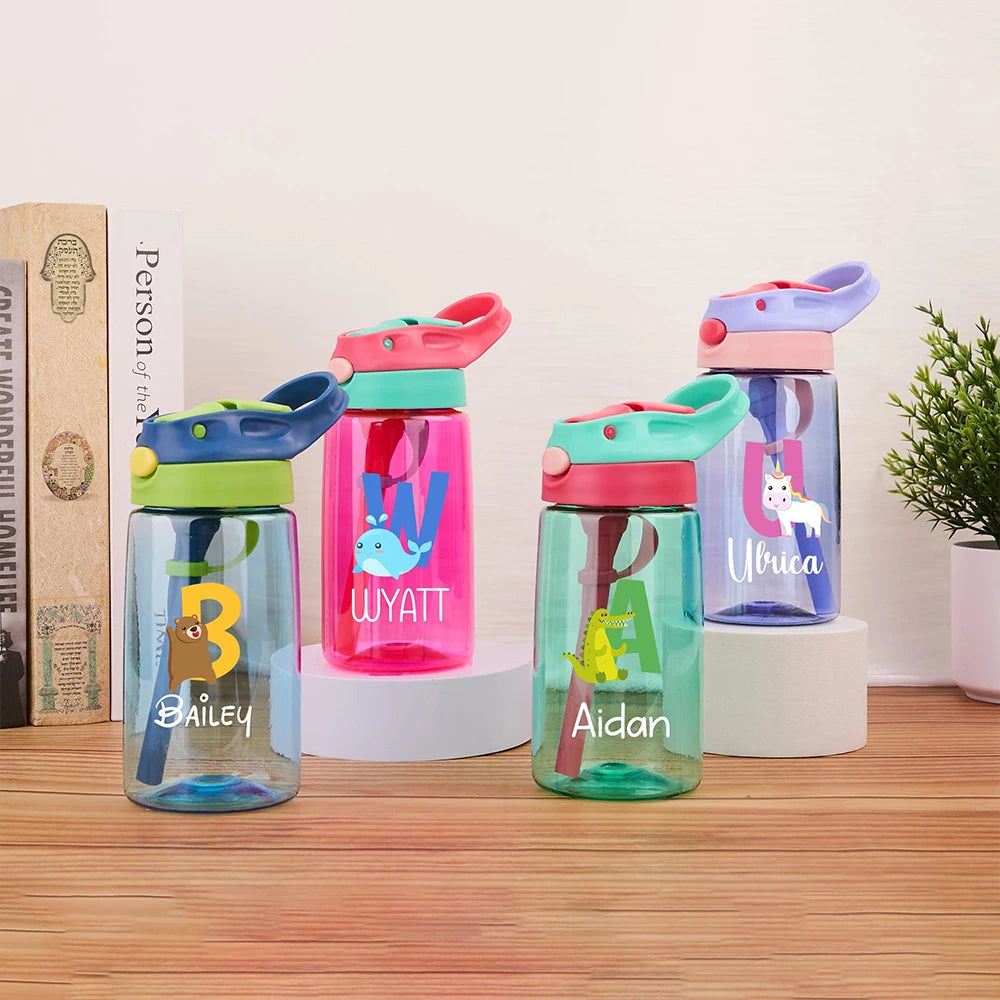 Children's Water Bottles with Customizable Names, Suitable for School and Outdoor Use, Cute Christmas Gifts