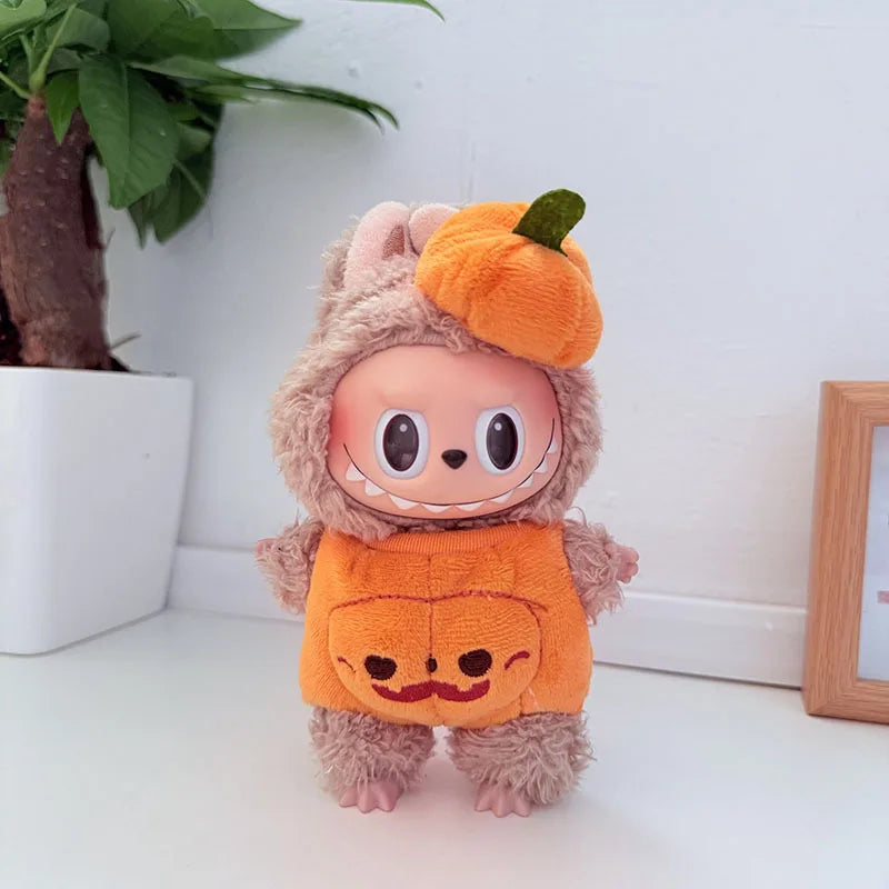 17cm Dolls Clothing For Labubu Outfit Accessories Sitting Party Halloween Trick-Or-Treat Series Accessory Pumpkin Hat Clothes