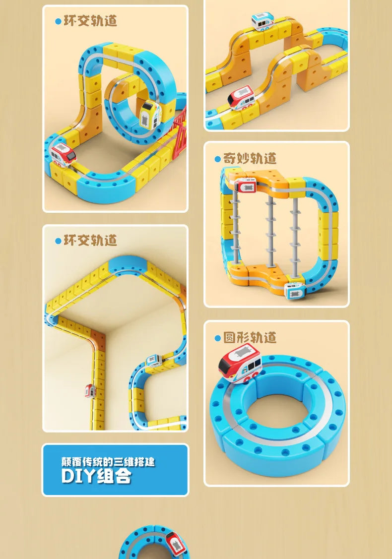 Magic Transforming Magnetic Cube Track Railcar Building Blocks Electric Anti-Gravity High-Speed Train DIY Vehicle Trackt Model