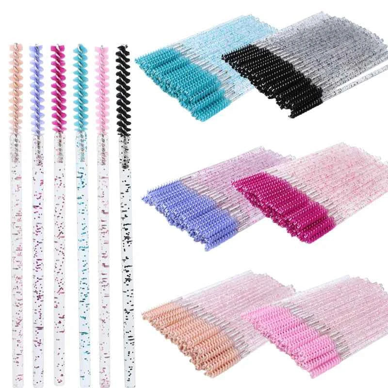 Clearance_50pcs Disposable Skinny Mascara Wands Mini Crystal Eyelash Brushes Micro Brush Lash Extension Supplies Mini Lash Brush