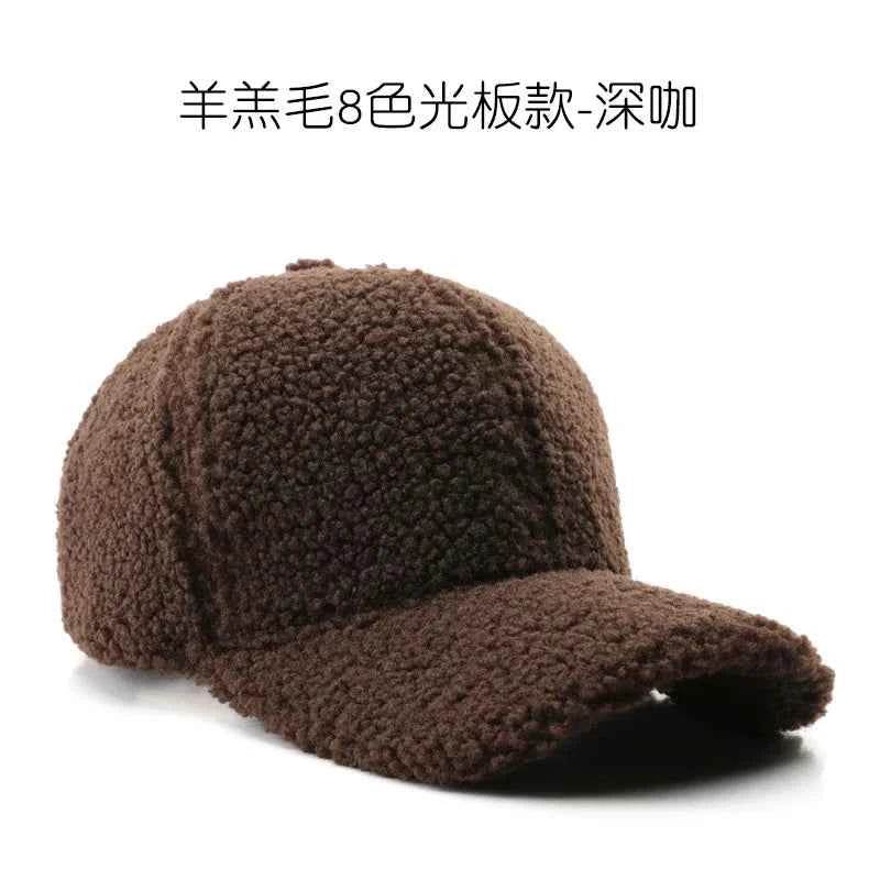 Autumn Winter Baseball Cap Women Artificial Lamb Wool Hats Keep Warm Cap Plush Baseball Caps Spring Baseball Cap Solid Sunshade