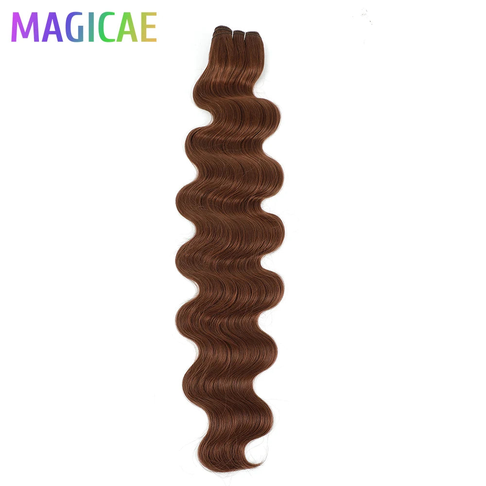 Magicae 30Inches 200G Piano Blonde SP12/16/613 Ombre Brown 6# Body Wave Bundles High Temperature Synthetic Hair Extensions