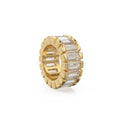 14k Real Baguette Diamond Gold Beads / Handmade Diamond Rondelle Bead / Diamond European Beads / Solid Gold Diamond Enhancer
