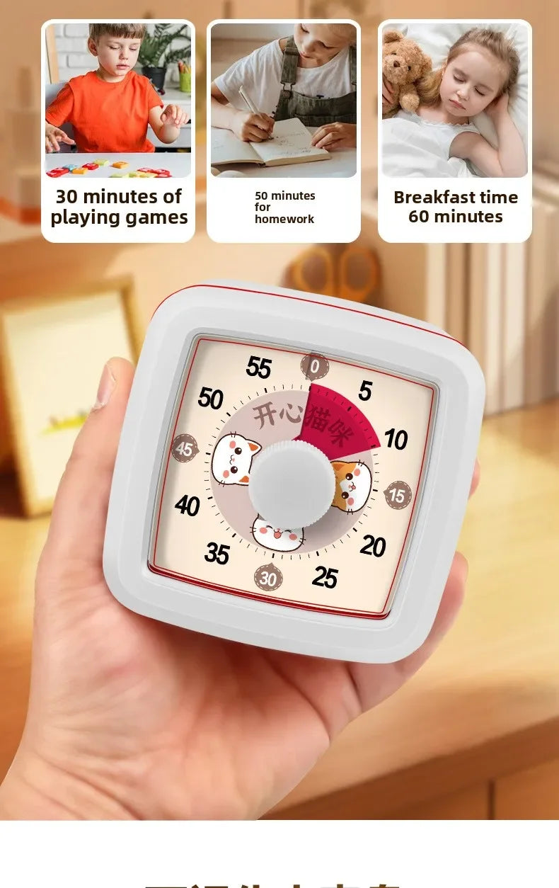 Kids Children Reminder Time Management Tool Visual Timer Night Light Ultra Silent Alarm Clock 60 Minutes Countdown Timer Digital