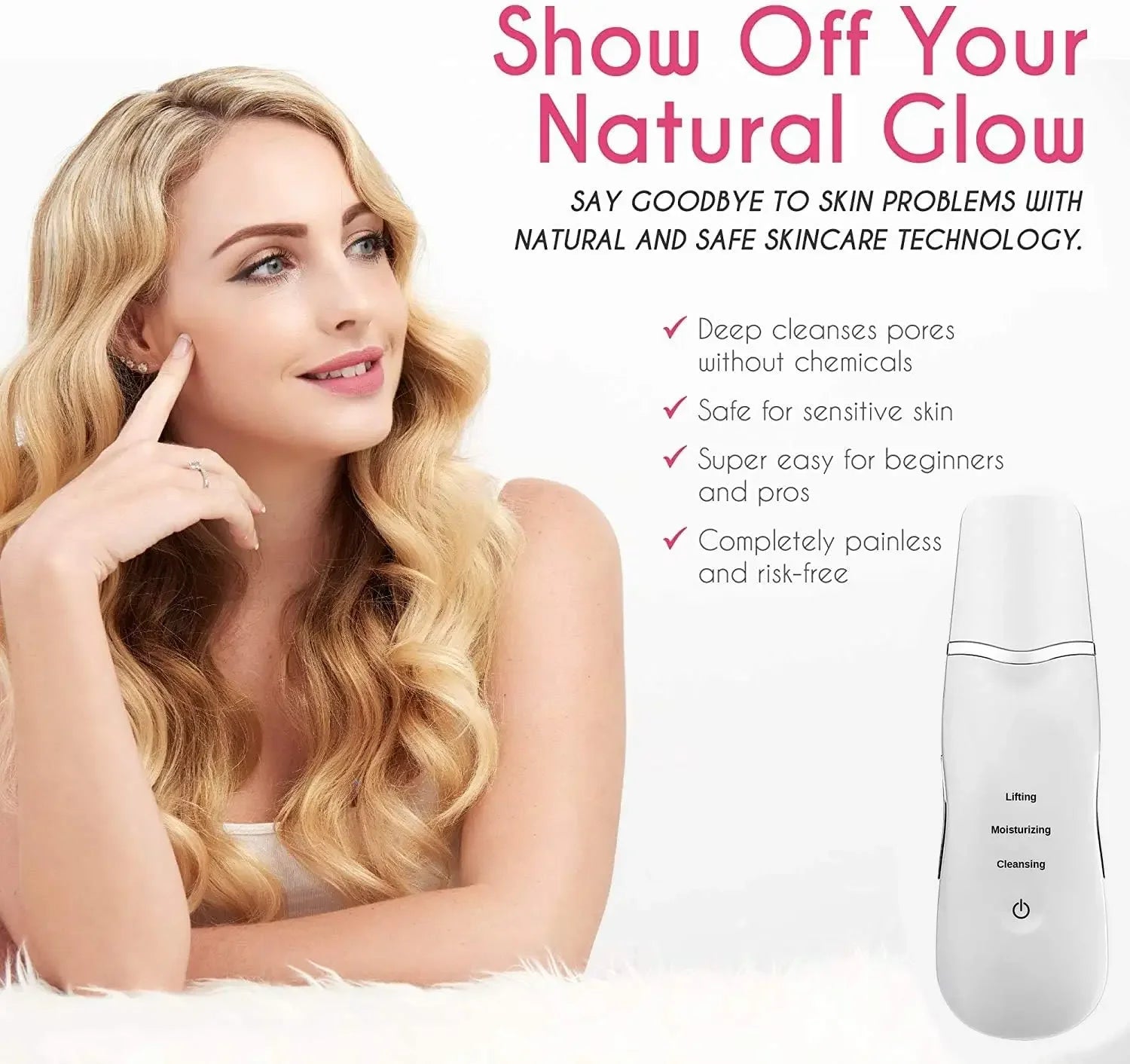 Ultrasonic Shovel Machine For Facial Skin Lifting Moisturizing Cleansing Deep Skin Dirt Remover Blackhead Peeling Beauty Device