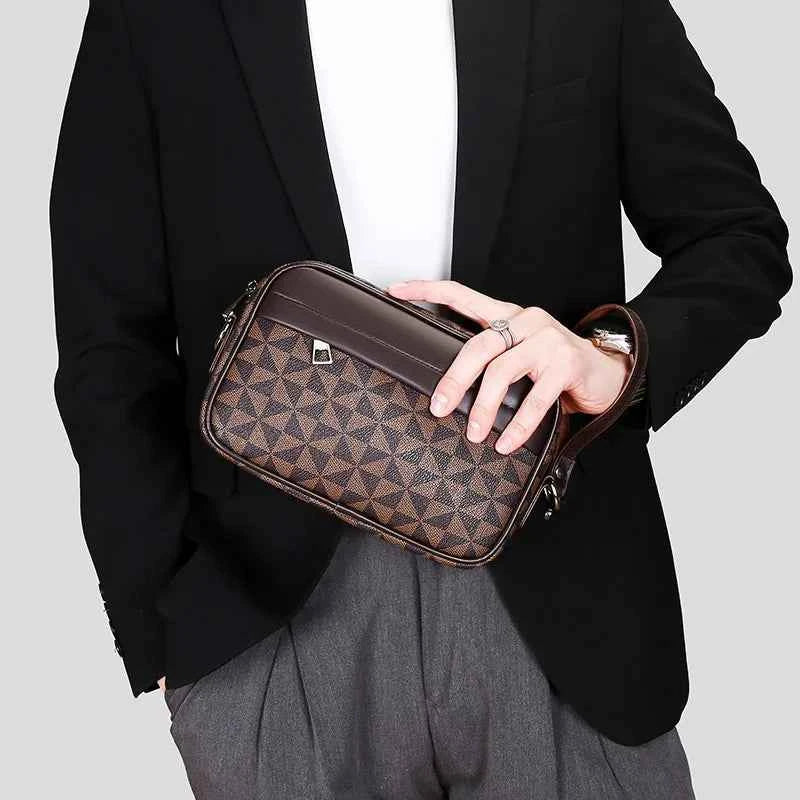 Top-quality PU Leather Men Waist Packs Business Crossbody Bags for Male Fashion Travel Storage Phone Shoulder Bags Clutch Bag