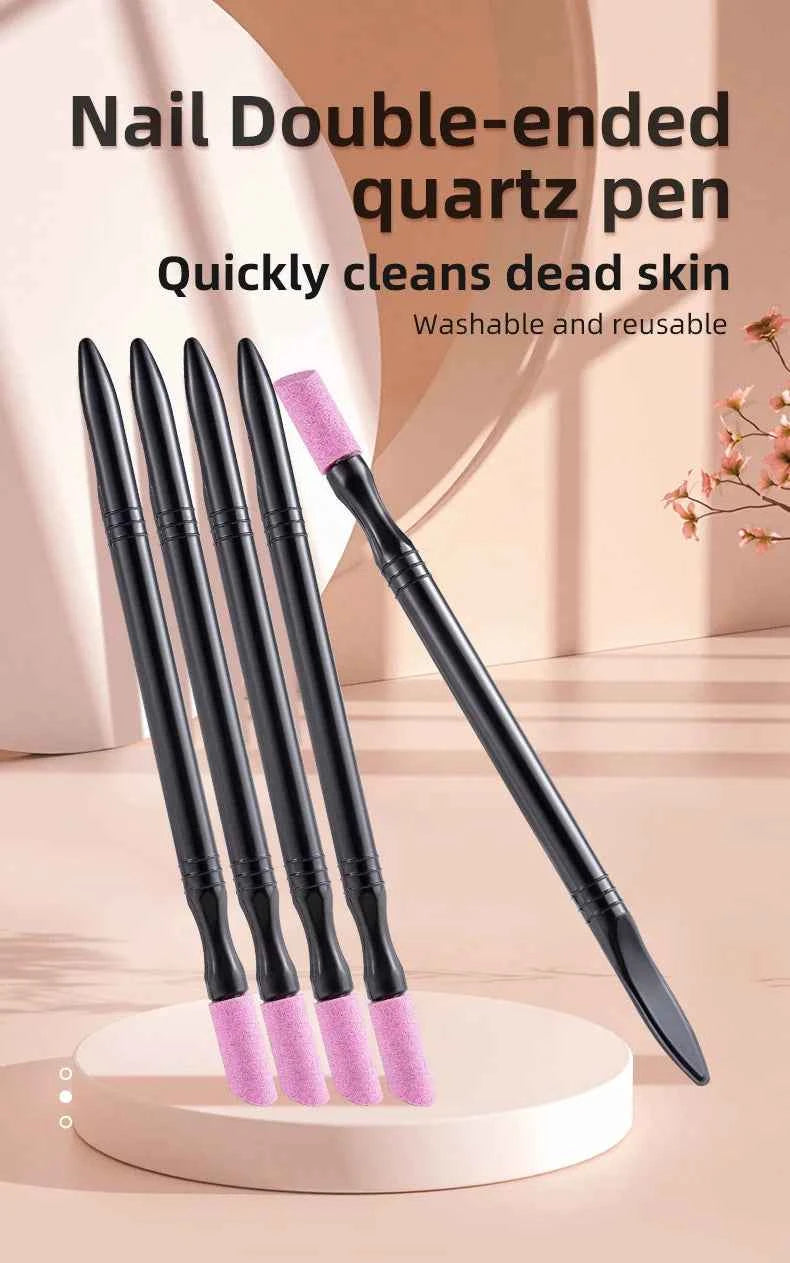1/5PCS Quartz Pen Nail  Cuticle Pushers Nail Polish Manicure Stick Nail Files Grinding Pen Dead Skin Remover for Natural Nail