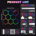 Smart hexagonal honeycomb RGB ambient tube light DIY modular splicing plug and play color lamp 85V-265V phone APP & remote control support timing shutdown music sync mode brightness and color adjustable, ideal for gaming room