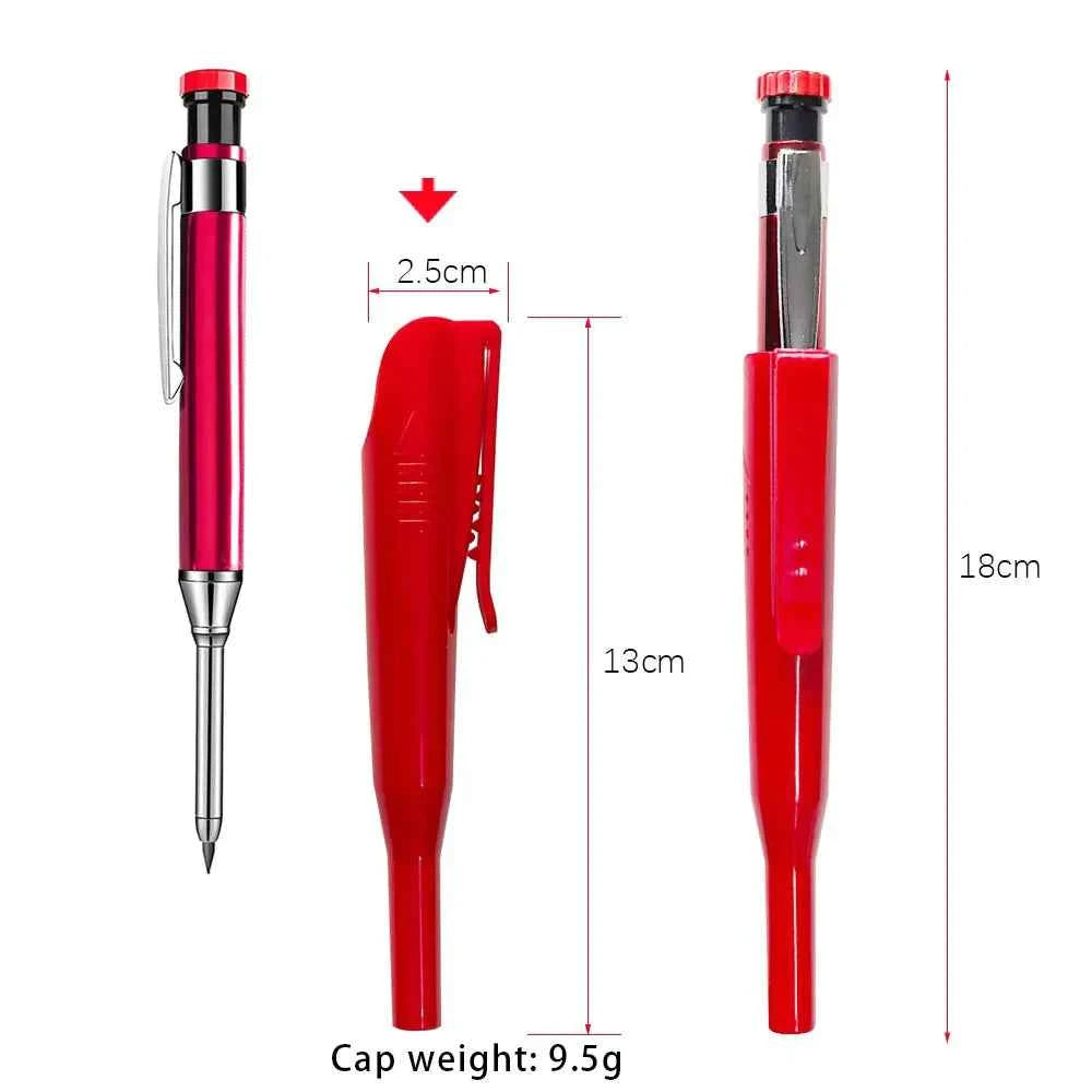 2.8mm Metal Solid Carpenter Mechanical Pencil With Holder Deep Hole Mechanical Marker Stand Pocket Clip Pencil Tool Woodworker