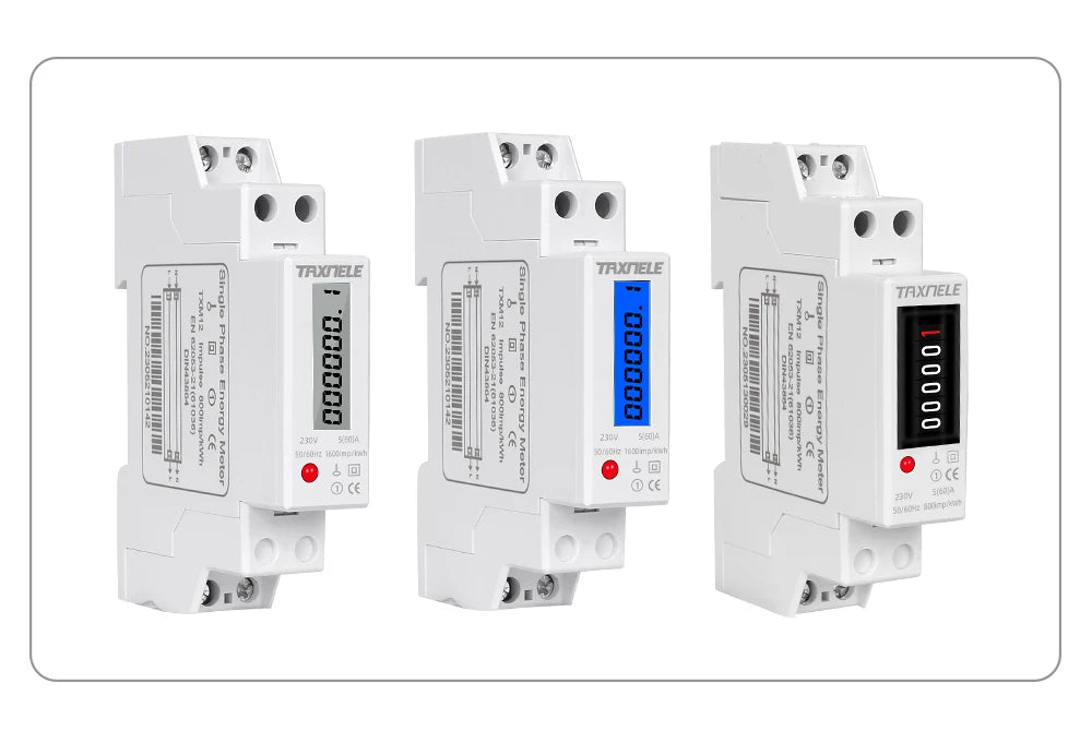 18mm Single Phase 1P 2 Wire Digital Wattmeter Power Consumption Analog Energy Meter kWh AC 230V 50Hz LCD Electric Din Rail Mount