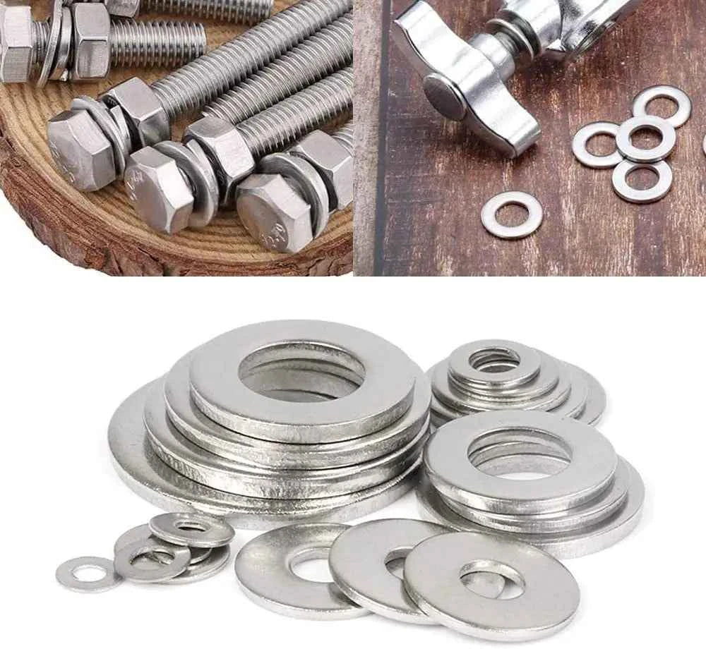 180pcs Stainless Steel Sealing Solid Gasket Washer M2 M2.5 M3 M4 M5 M6 M8 M10 Sump Plug Oil For General Repair Seal Ring Set