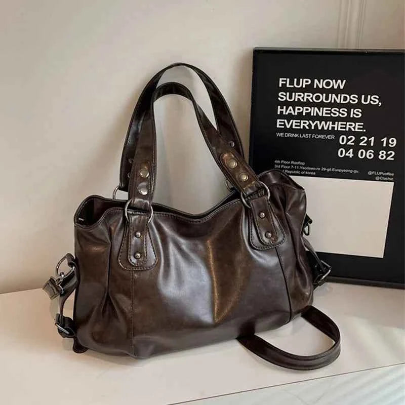 Fashion Classic Versatile Commuter Shoulder Bag Large Capacity Retro Handbags Travel Tote Bags Zipper Opening Women Shopping Bag