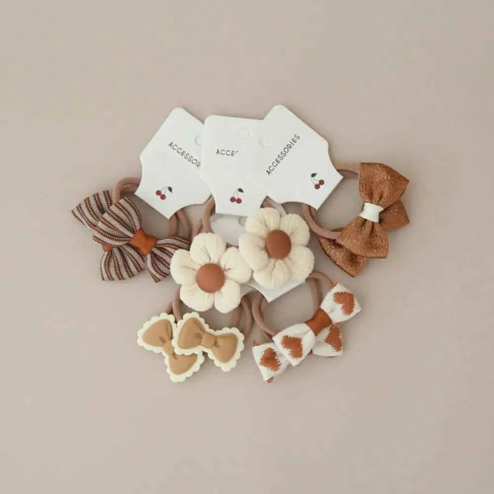 10Pcs Bow-Knot Hair Ties Bowknot Sweet Bows Flower Headdress Elastic Rubber Band Luxury Scrunchies Hair Rope Hair Accessories