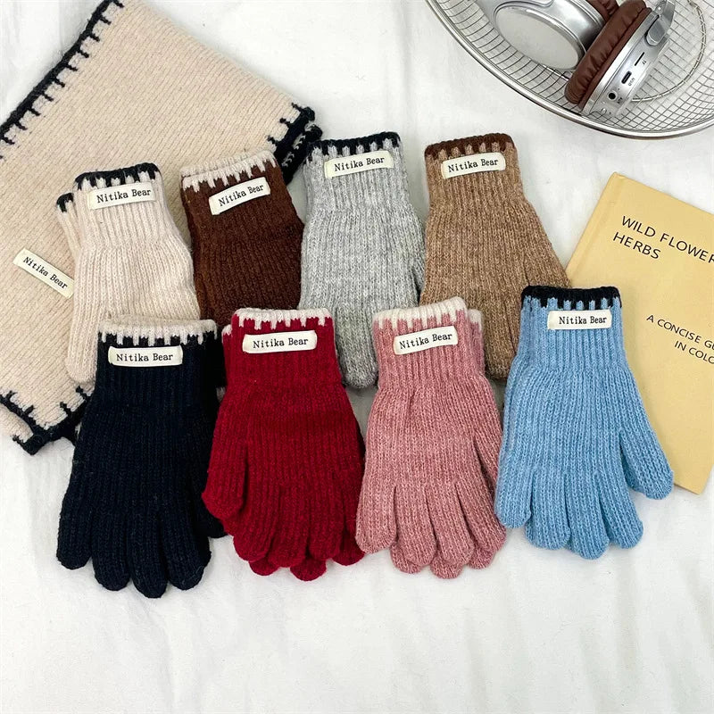 Kids Knitted Gloves 2-10 Years  Girls Winter Warm Five Finger Boys Fashion Icold Protection Ns Style Simple Children Students