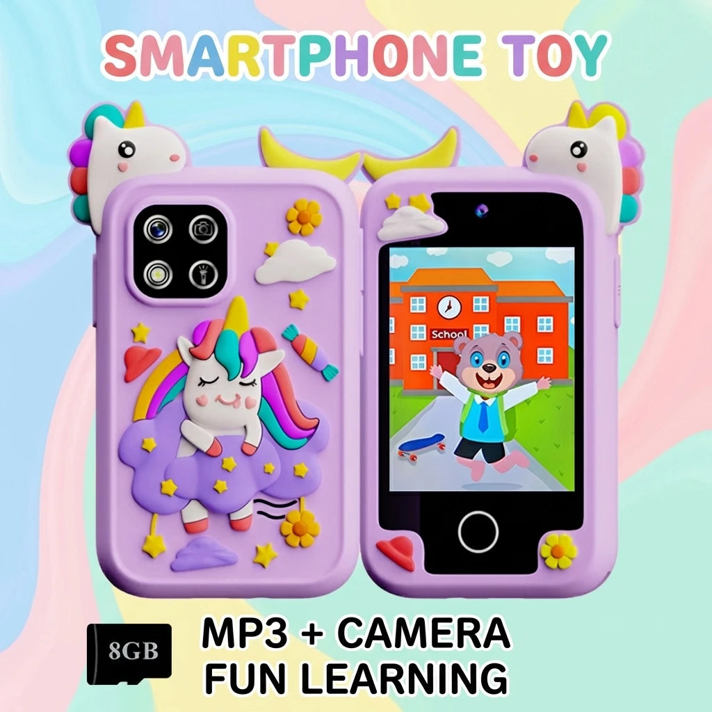 Kids Smartphone Toy with Camera & MP3 Player, Touchscreen Learning Phone for Boys Girls Silicone Pretend Cell Phone Gift