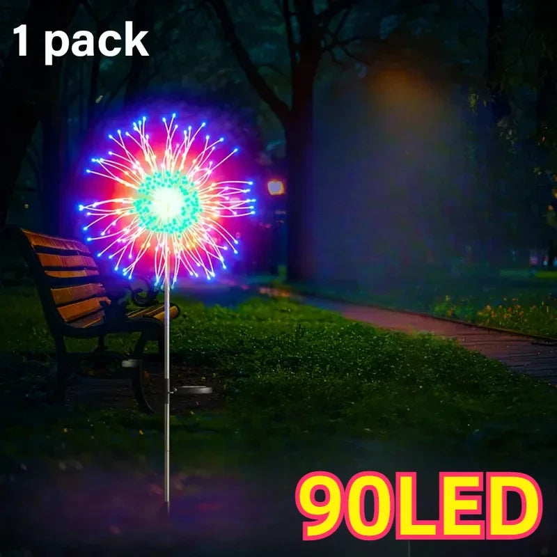 90/120LEDs Solar Garden Lights Solar Firework Lights Solar Lights Outdoor for Pathway Party Wedding Decorative Christmas