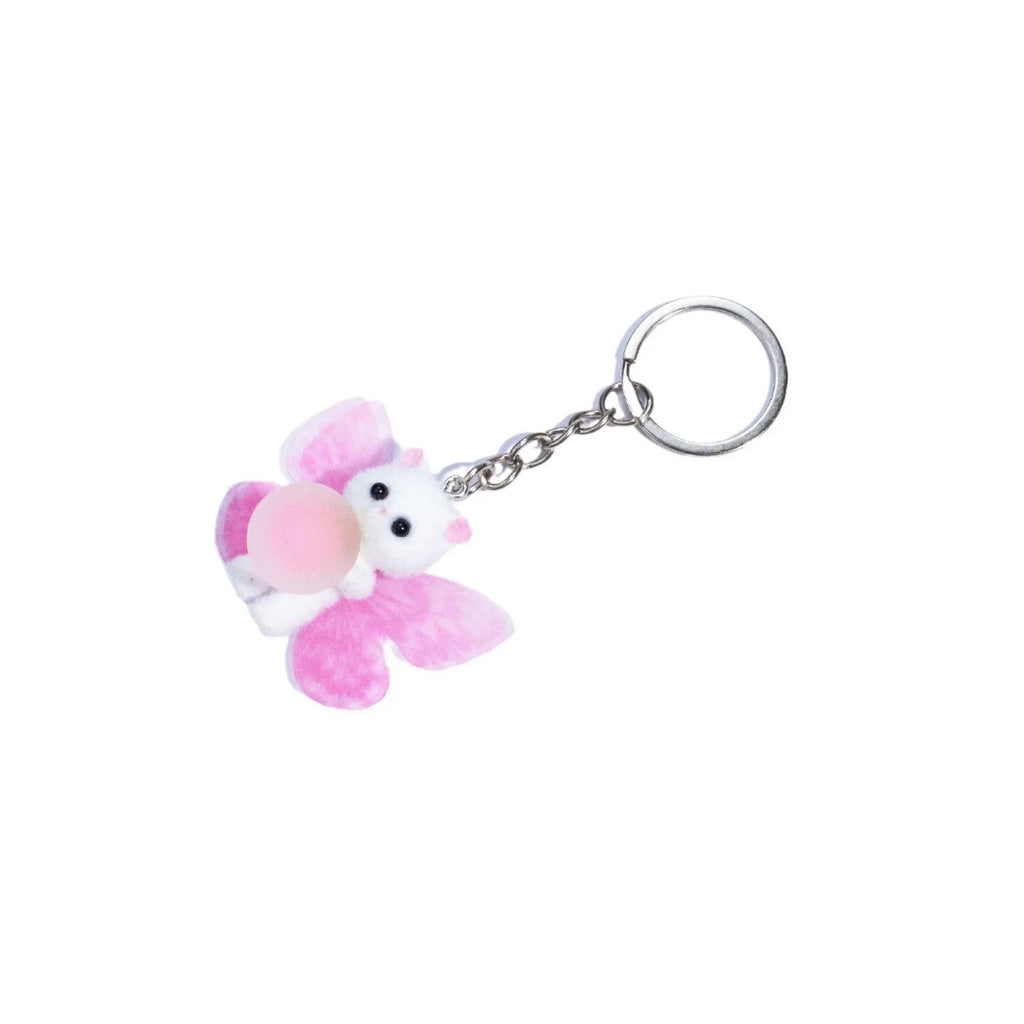 Adorable Flocking Cat Keychain - Butterfly Wing Design, Cute Bag/Car Charm, Perfect Gift for Cat Owners & Pet Lovers