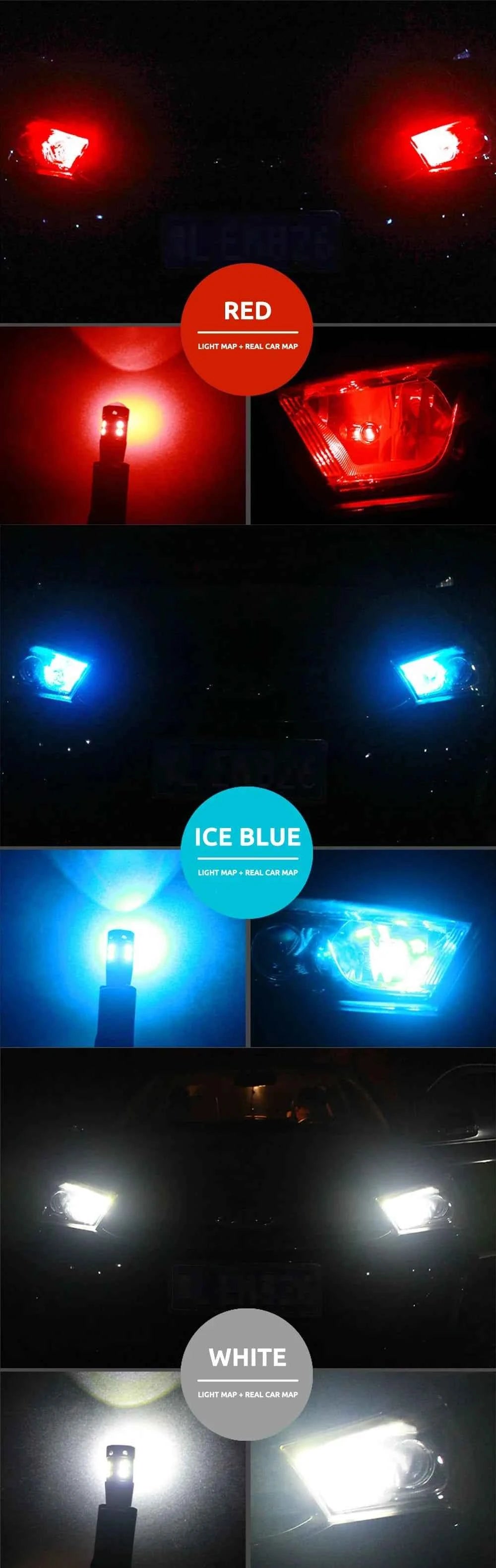 10PCS T10 W5W COB LED Bulbs Car Wedge Parking Lights Auto License Plate Lamps Dome Read Lights 12V Universal