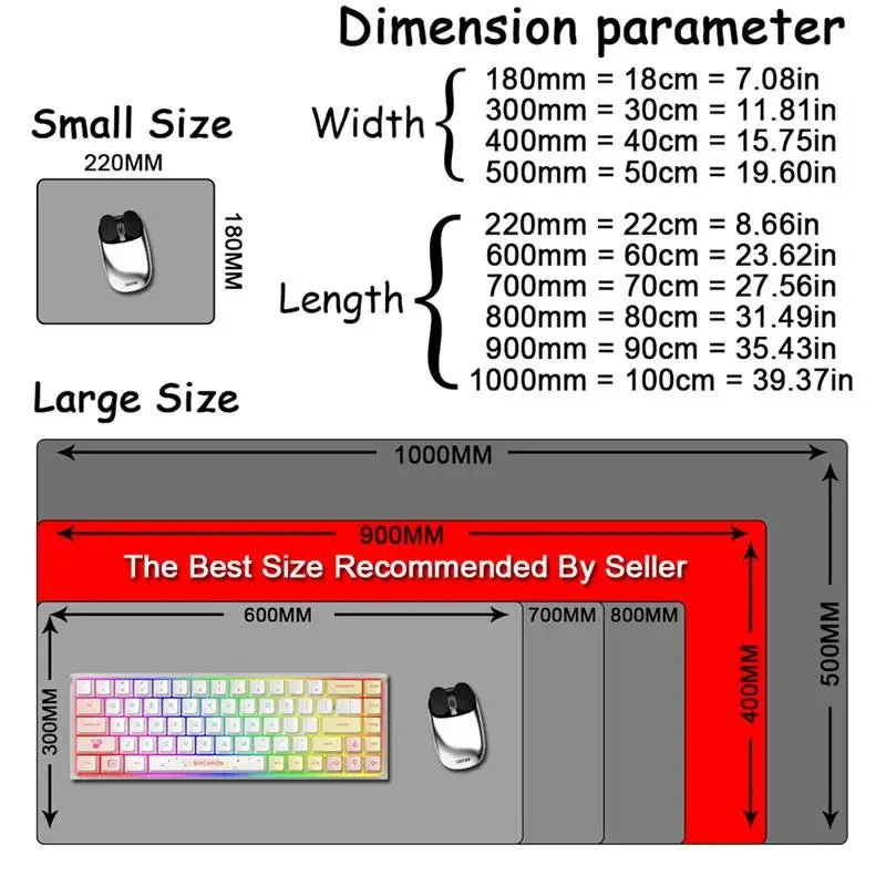Pure Black Mousepad Large Gaming Solid Color Mouse Pad Natural Rubber Waterproof Keyboard Big Mouse Mat Anti-slip Keyboard Mat