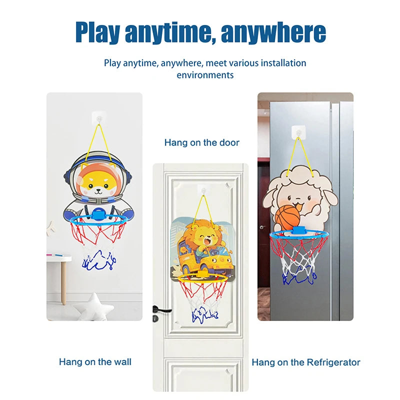 Kids Adjustable Basketball Stands Cartoon Animals Shape Shooting Basket Indoor Outdoor Sport Board Game Children Toys