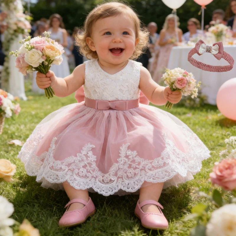 Newborn Baby Girls White Princess Christmas Dress Kids Dresses For Girls Baptism 1st Birthday Wedding Bridesmaid Infant Vestidos