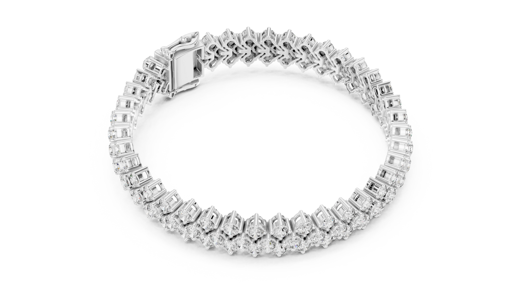 UNIQUE LAB GROWN CUT DIAMOND RHODIUM PLATED LUXURY TENNIS BRACELET SET 18KT WHITE GOLD DAILY OFFICE WEAR WEDDING ENGAGEMENT