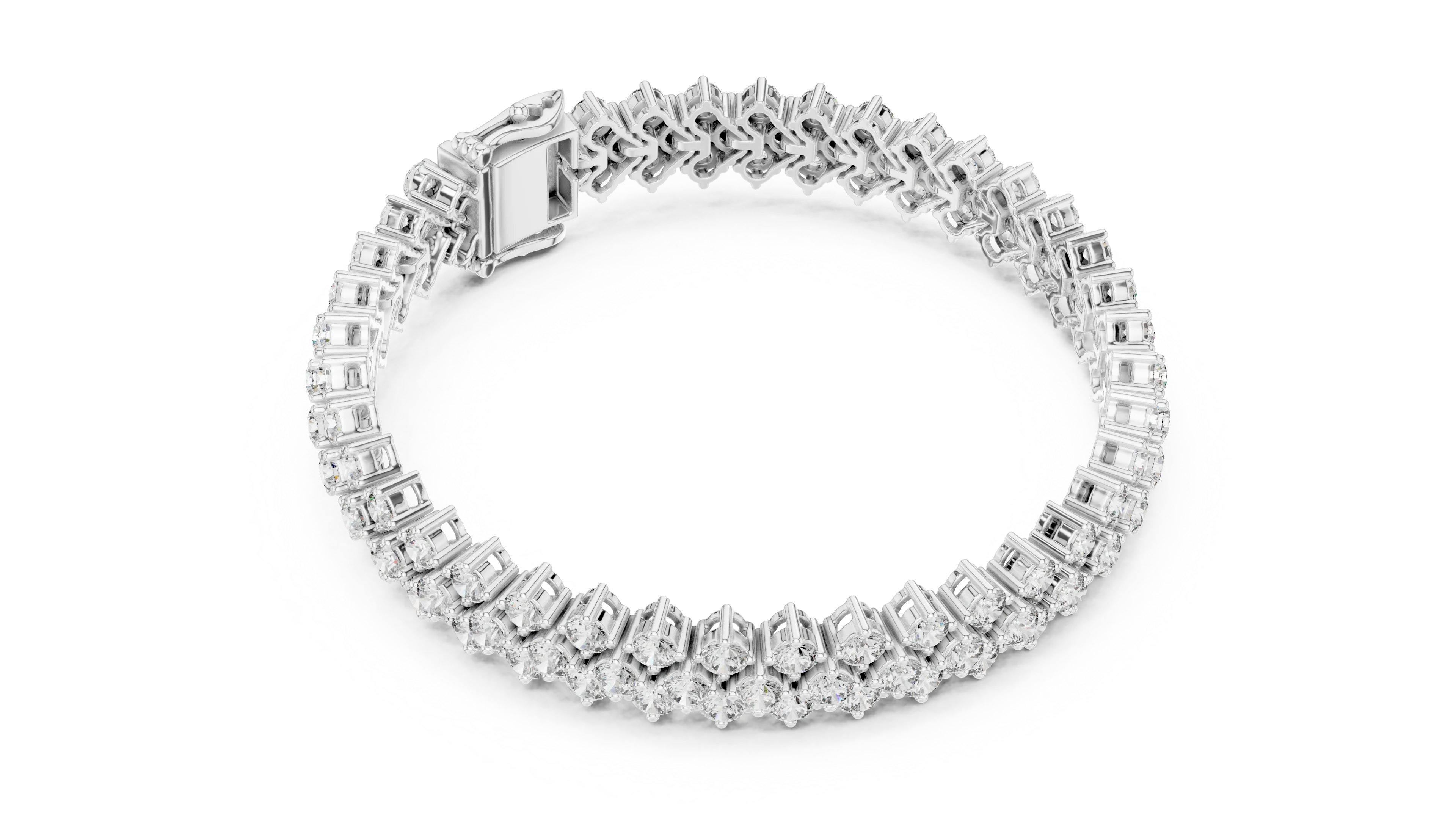 UNIQUE LAB GROWN CUT DIAMOND RHODIUM PLATED LUXURY TENNIS BRACELET SET 18KT WHITE GOLD DAILY OFFICE WEAR WEDDING ENGAGEMENT