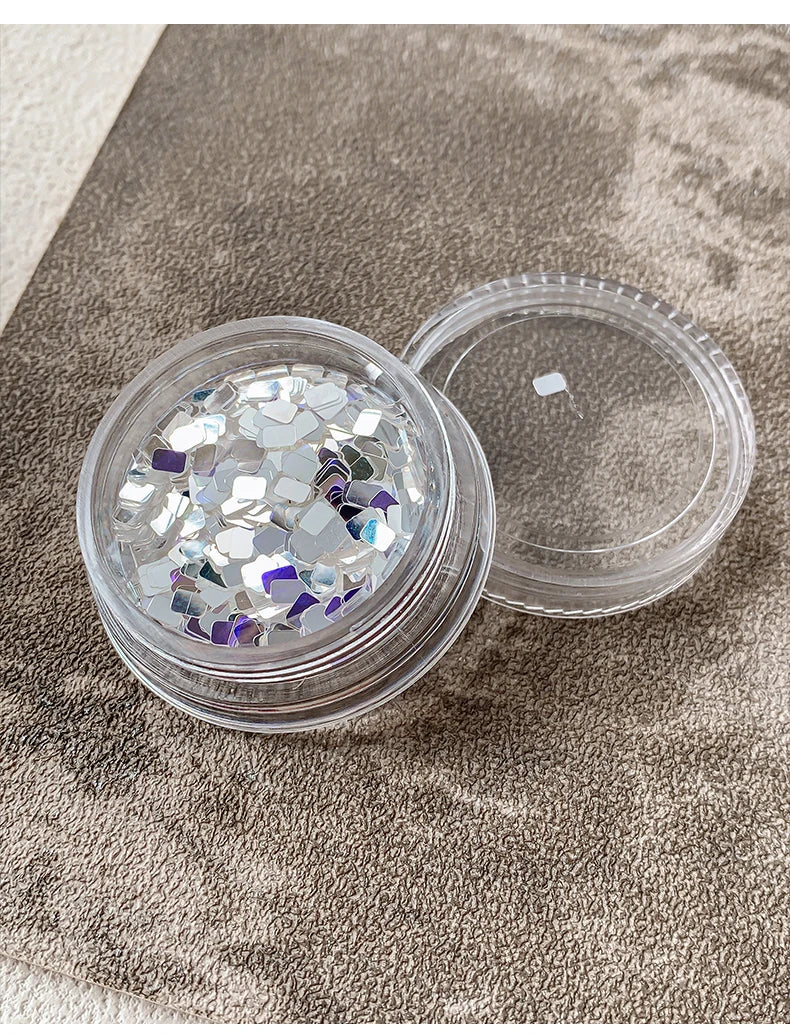 Square silver glitter nail accessories boxed, simple and sparkling, light luxury style, wholesale of wearable nail decorations