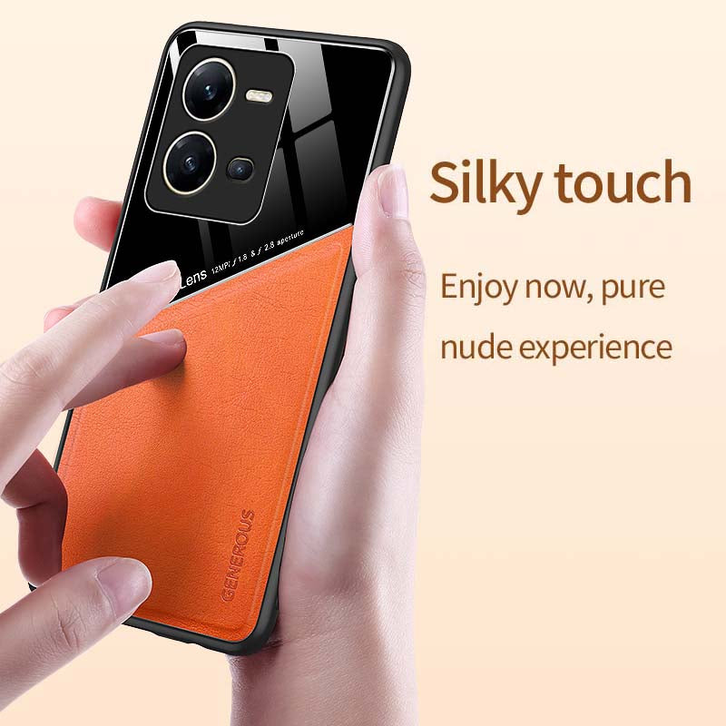 Luxury Magnetic Leather Glass Phone Case For VIVO V25 V25E Pro Ultra Thin Soft Matte Back Camera Protector Film Cover Shell