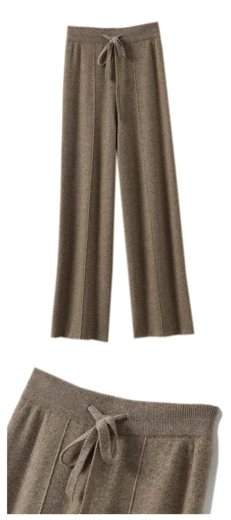 Women's High waisted warm knit wide leg straight leg pants for women, solid color loose wide leg pants