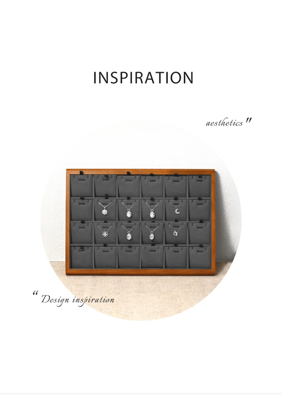 Oirlv Gray Wooden Jewelry Tray  Jewelry Display Viewing Plate Ring Pendant Bracelet Storage Plate Display Tray Jewelry Organizer