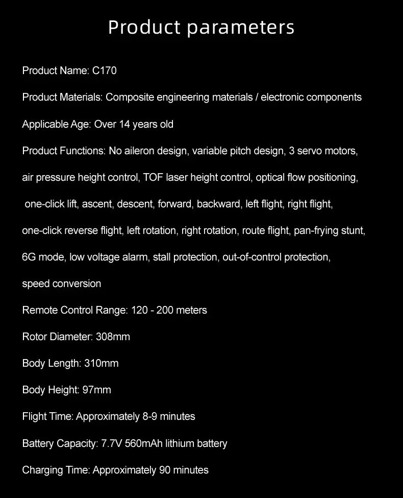 NEW RC ERA C170 RC Helicopter 6CH Optical Flow Positioning Apache Brushless Stunt Armed RC Helicopter Model One-key Inverted Toy