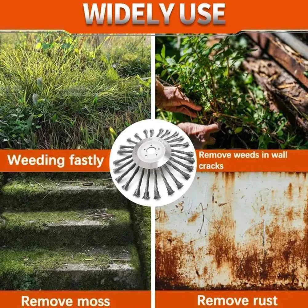 10 Inch Steel Wire Wheel Brush Universal Garden Grass Trimmer Head Removal Rust Weed Brush Cutter Head Lawn Mower Brush Cutter