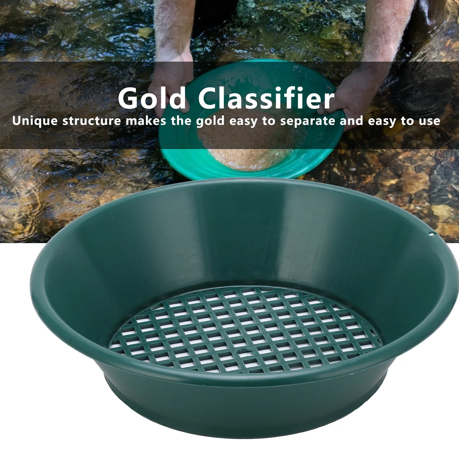 350mm Gold Pan Screen Sifting Tray Manual Gold Washing Tool Accessory for Panning Mining Gold Washing Pan Mine Gold Pan Gold Pan