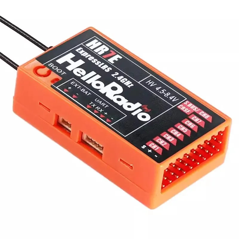 HelloRadio HR7E ELRS PWM 7CH Receiver - 2.4G for Fixed Wing Aircraft, Remote Control Drones and Model Airplanes