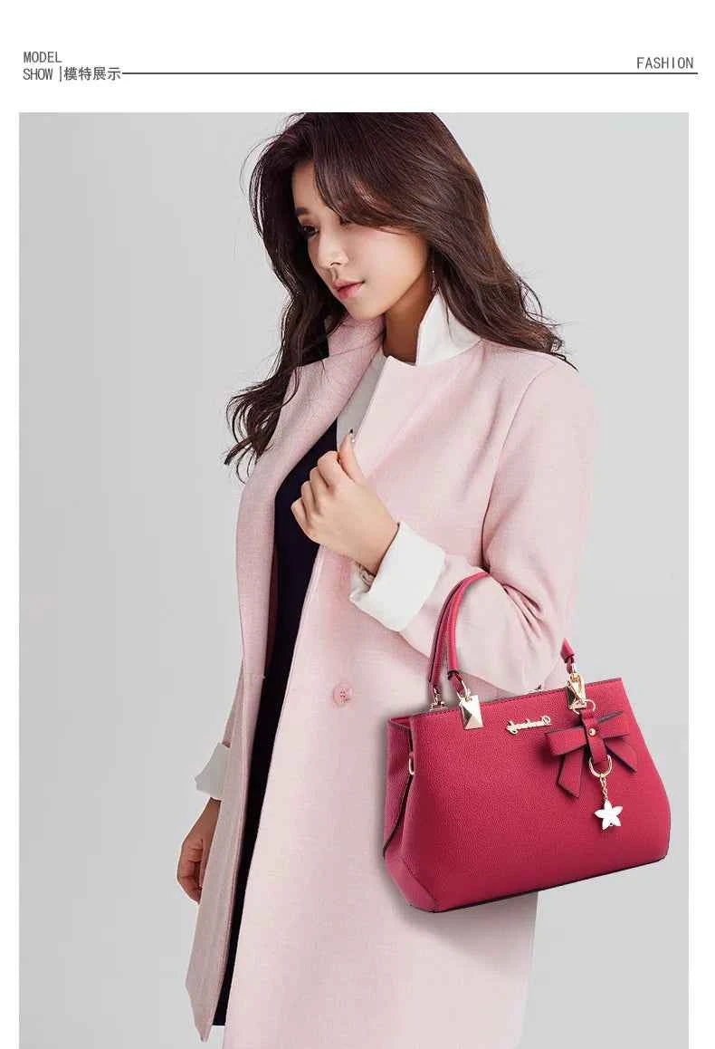 Yogodlns Elegant Women Messenger Bags with flower pendant Office Ladies Totes Pure Leather Handbag for female Crossbody Shoulder