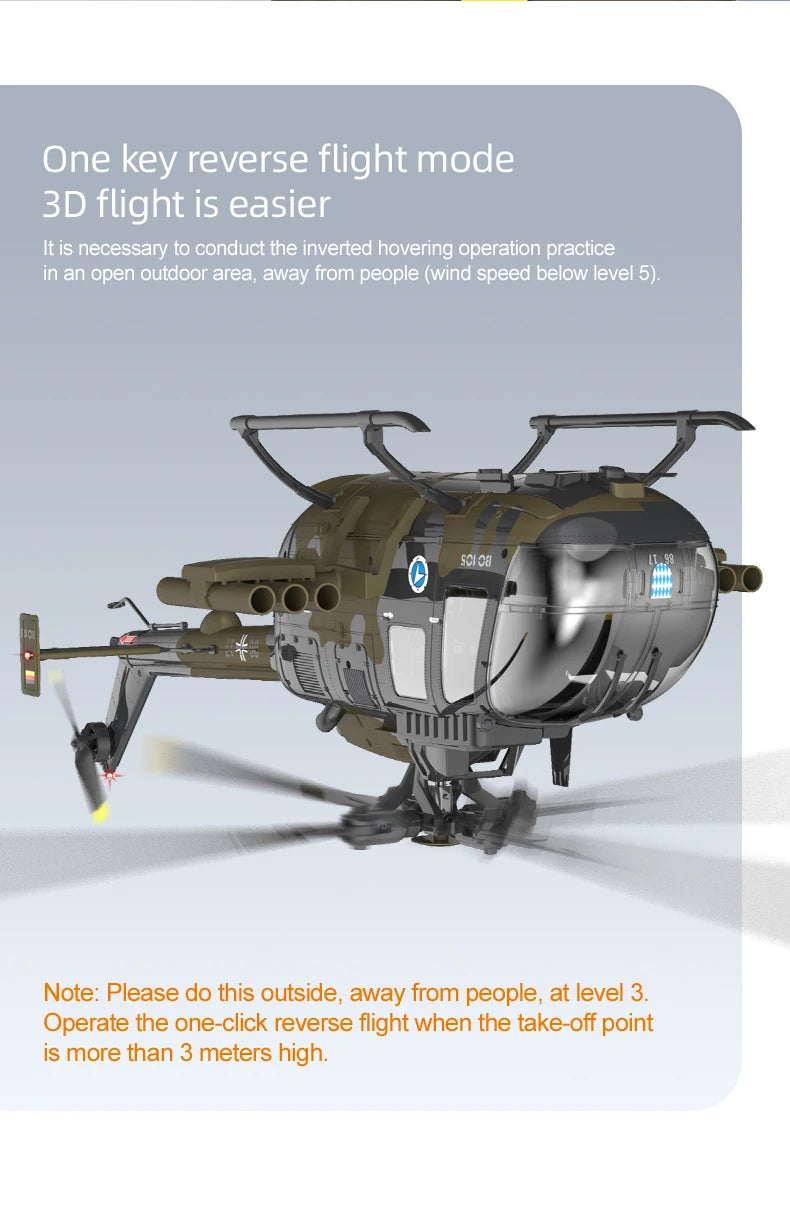RC ERA C180 BO-105 2.4G 6CH Optical Flow Positioning TOF Altitude Hold Dual Brushless Motor 1:25 Scale Flybarless RC Helicopter