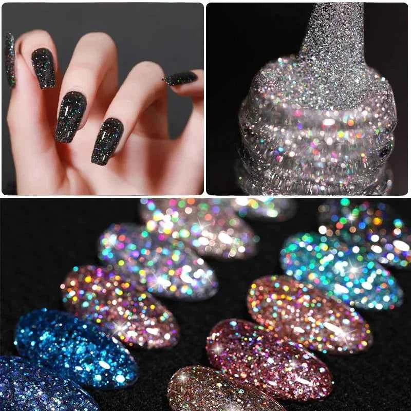 LILYCUTE 7ml Colorful Glitter Gel Nail Polish Spring Color Sparkling Sequins Soak Off UV LED Varnish Nail Art Decoration
